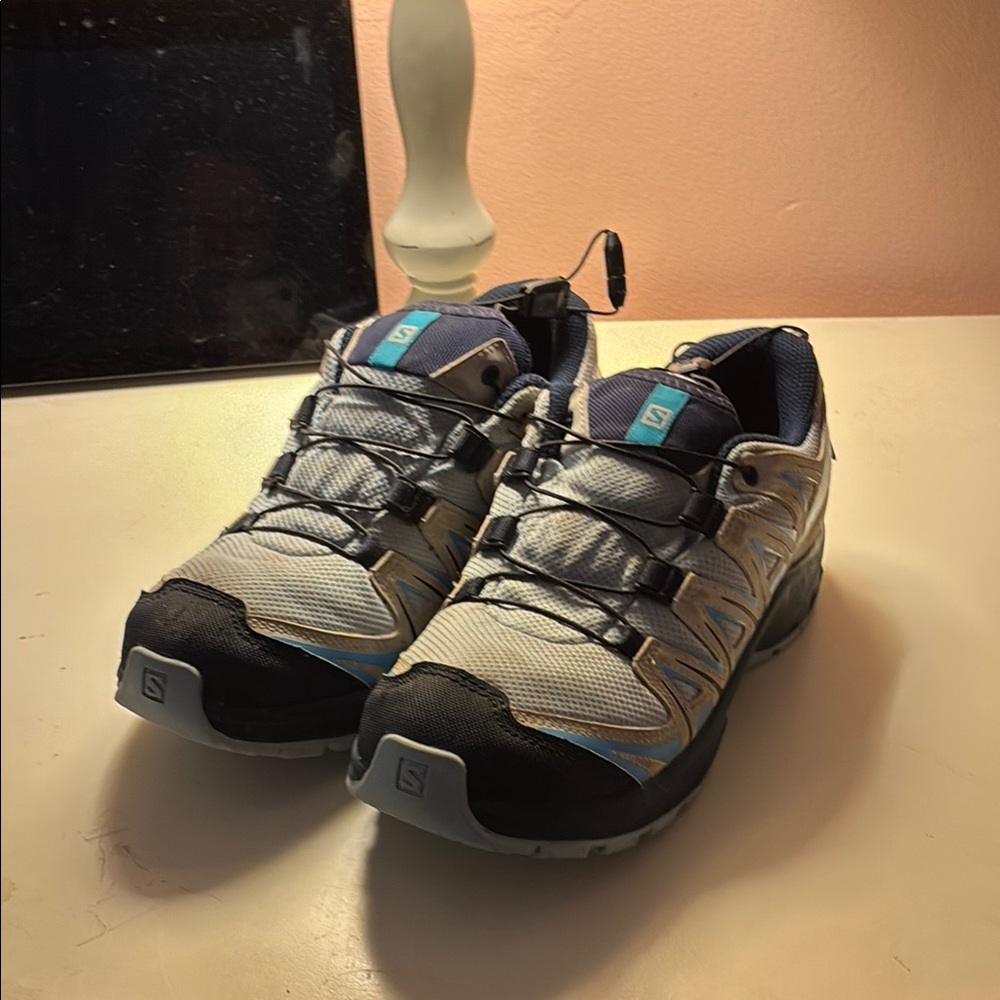 Salomon Trail Shoes - Black, Blue, and Gray